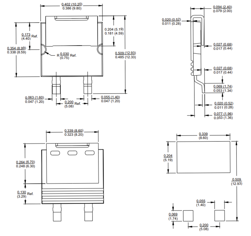 Mechanical Drawing - Vishay General Semiconductor SE40CLJ Surface-Mount High Voltage Rectifiers